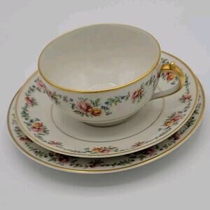 GDA Limoges Gerard Dufraisseix & Abbot/Floral/Basket/Teacup/Saucer/DessertPlate